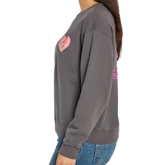 Wildfox I Wish It Was Saturday Grey/Pink Crewneck Sweatshirt - Picture 3 of 7